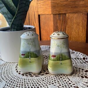 Vintage Nippon Hand-Painted Ceramic Salt and Pepper Shakers EUC